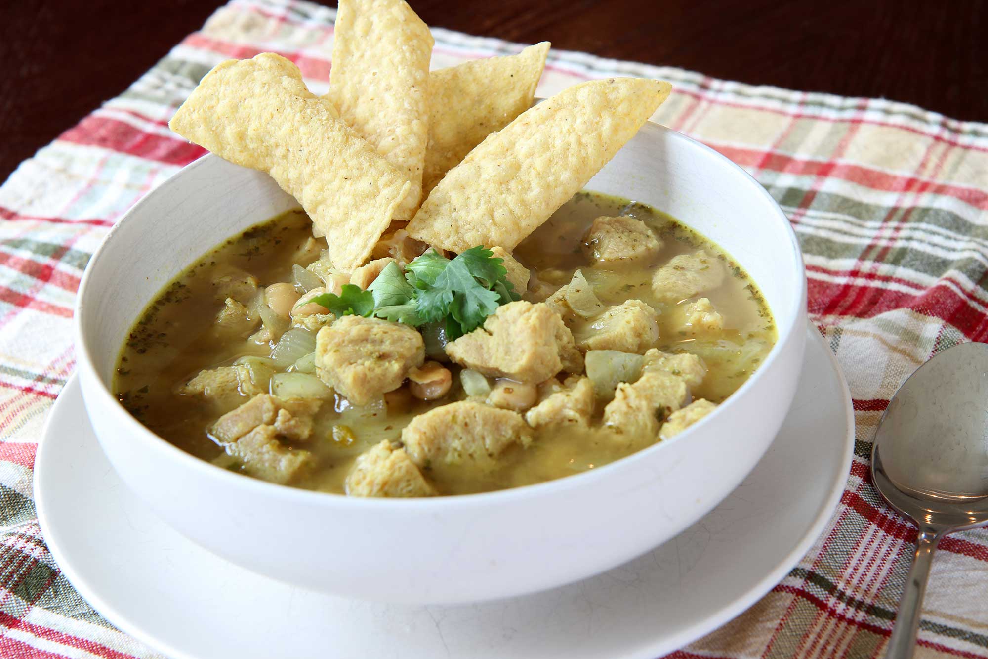 Plant-Based Chicken & White Bean Chili from FakeMeats.com
